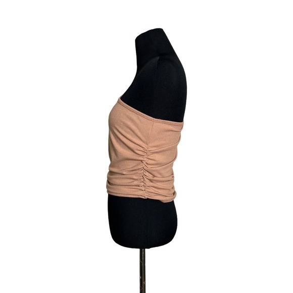 Caution To the Wind beige brown one shoulder ribbed top size Medium - Picture 8 of 9